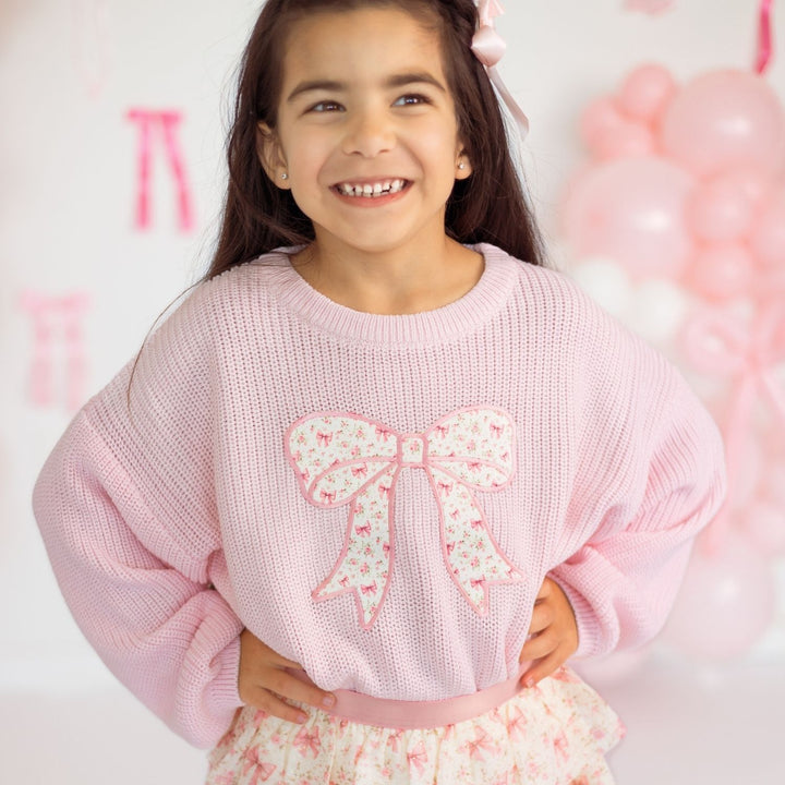 Ditsy Floral Bow Knit Sweater