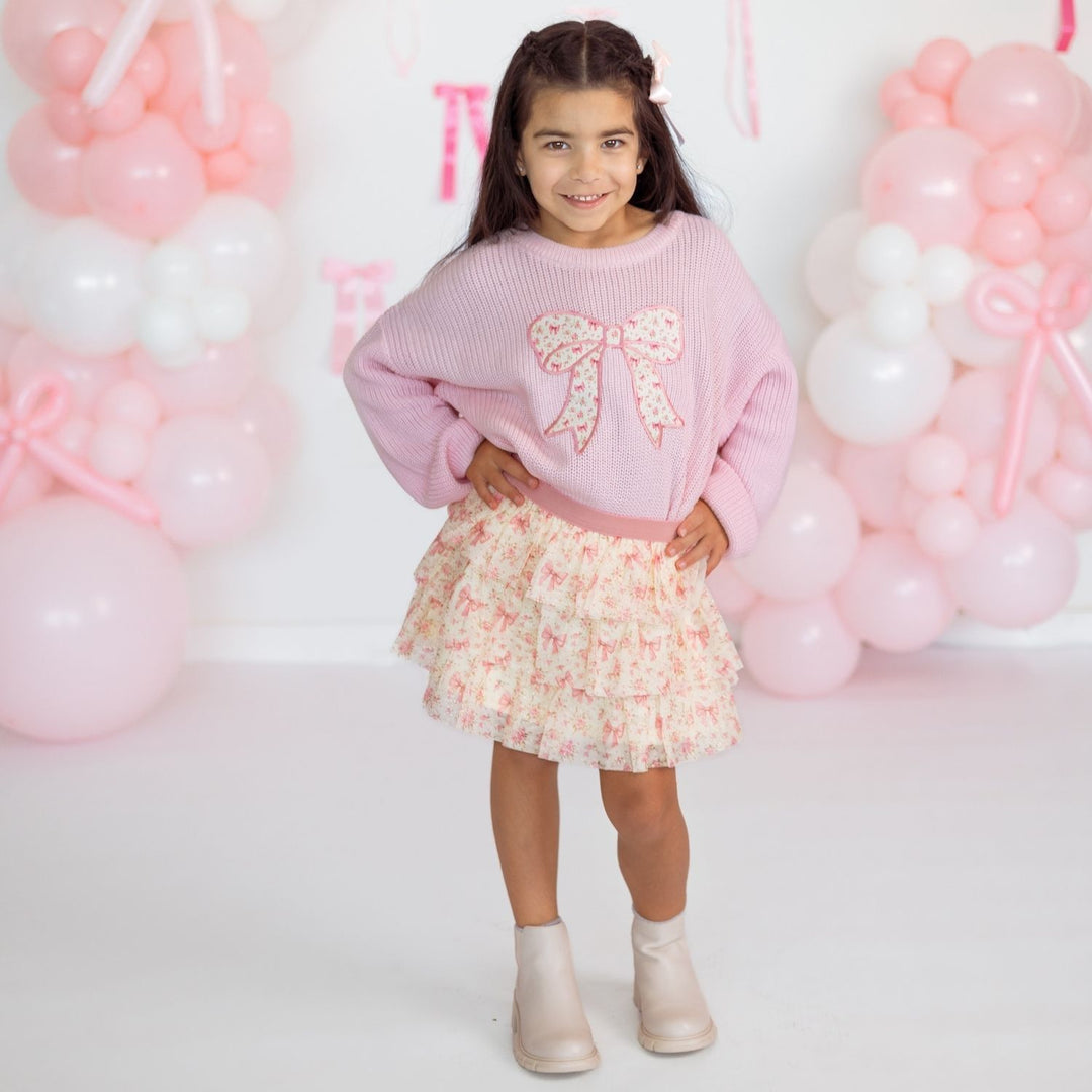 Ditsy Floral Bow Knit Sweater