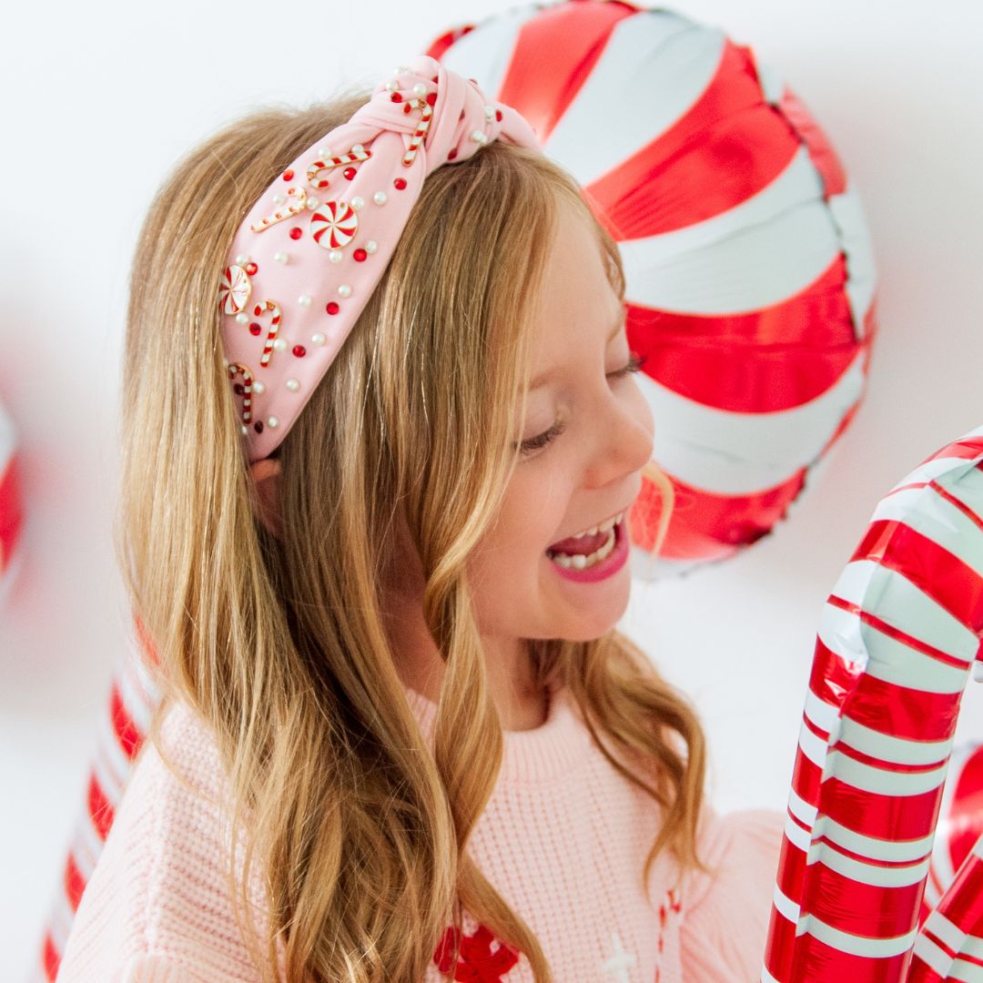 Candy Cane Christmas Gemstone Headband - Small