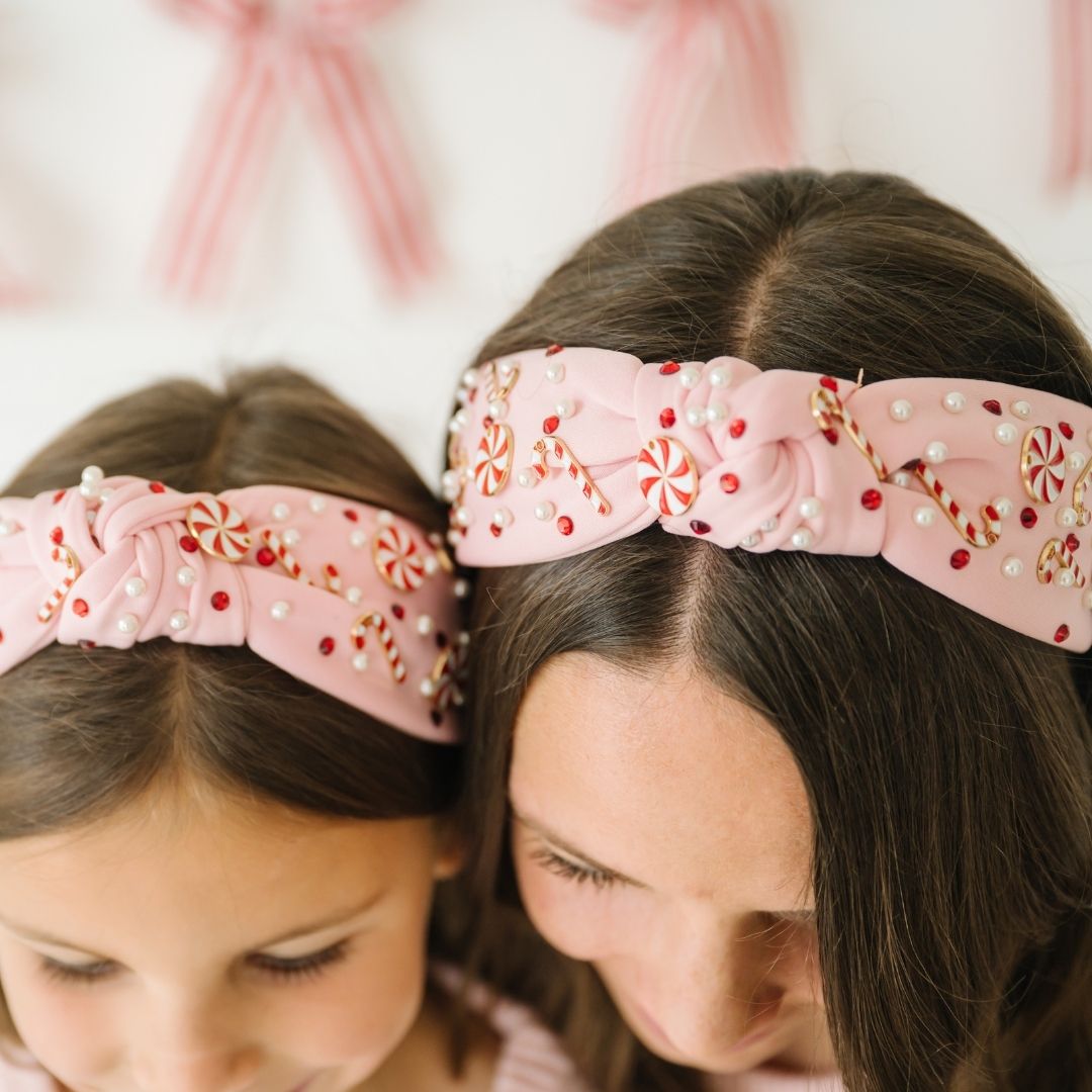 Candy Cane Christmas Gemstone Headband - Large