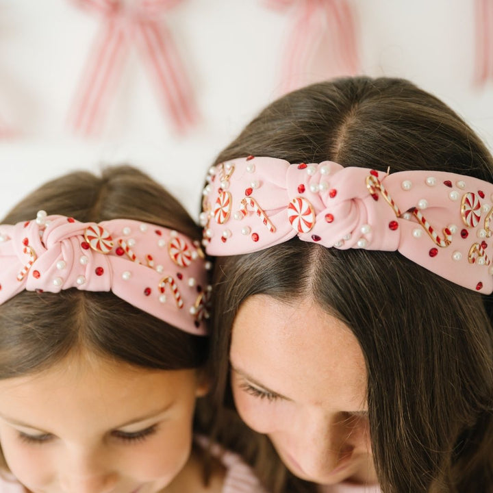 Candy Cane Christmas Gemstone Headband - Large
