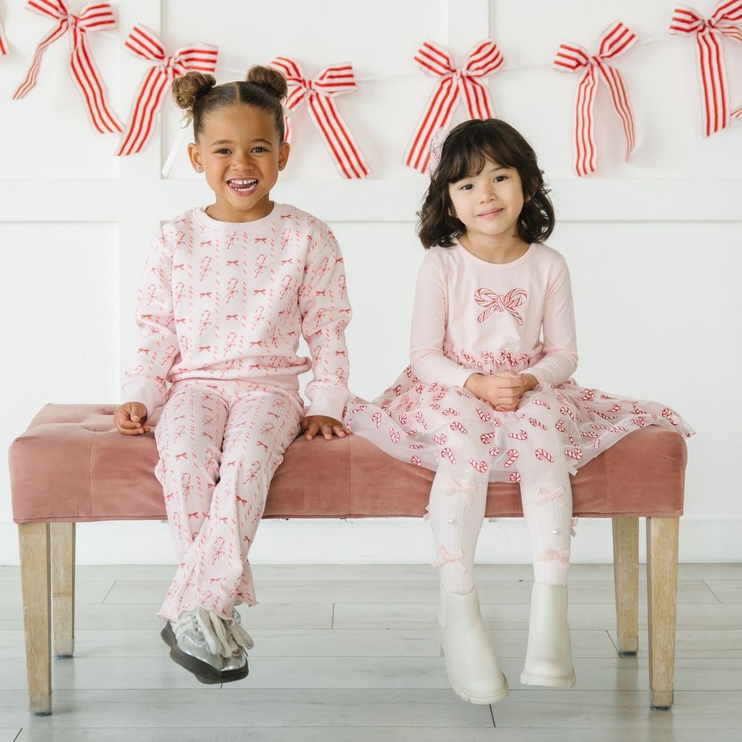 Candy Cane Confetti Christmas Tulle Bow Clip