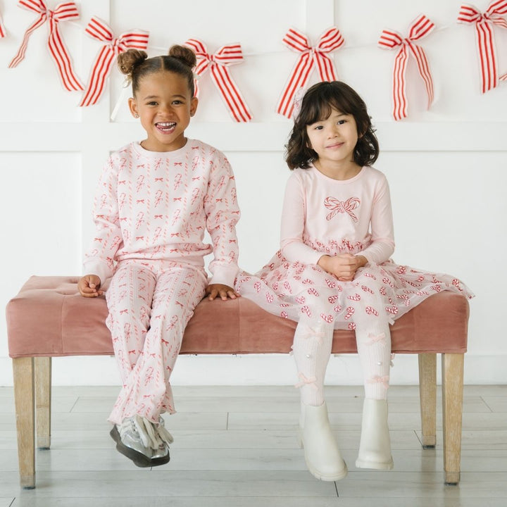 Candy Cane Confetti Christmas Tulle Bow Clip
