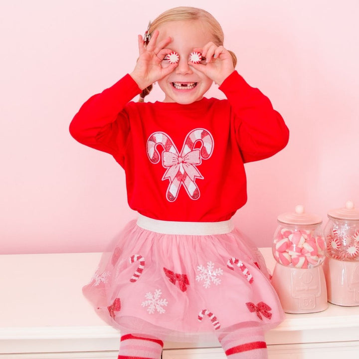 Candy Cane Patch Christmas Sweatshirt - Red
