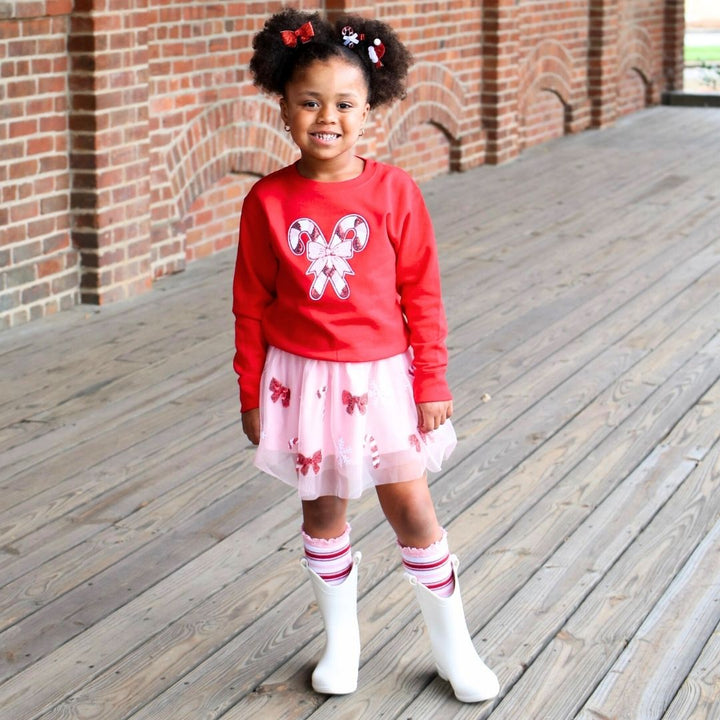 Candy Cane Patch Christmas Sweatshirt - Red