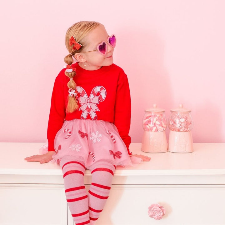 Candy Cane Patch Christmas Sweatshirt - Red