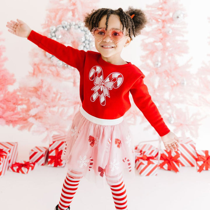 Candy Cane Patch Christmas Sweatshirt - Red