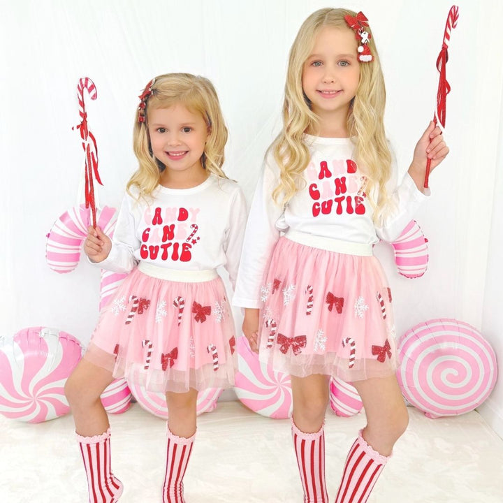 Candy Cane Cutie Christmas Long Sleeve Shirt - White