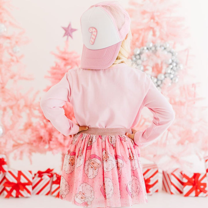 Candy Cane Patch Christmas Trucker Hat - Pink/White