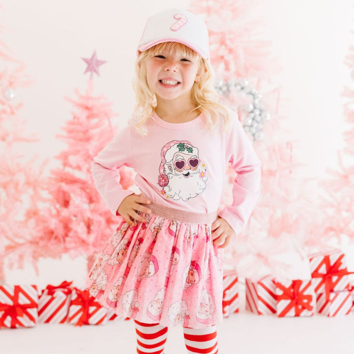 Disco Santa Christmas Long Sleeve Shirt - Pink