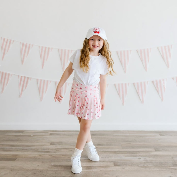 Cherry Coquette Patch Baseball Hat - White