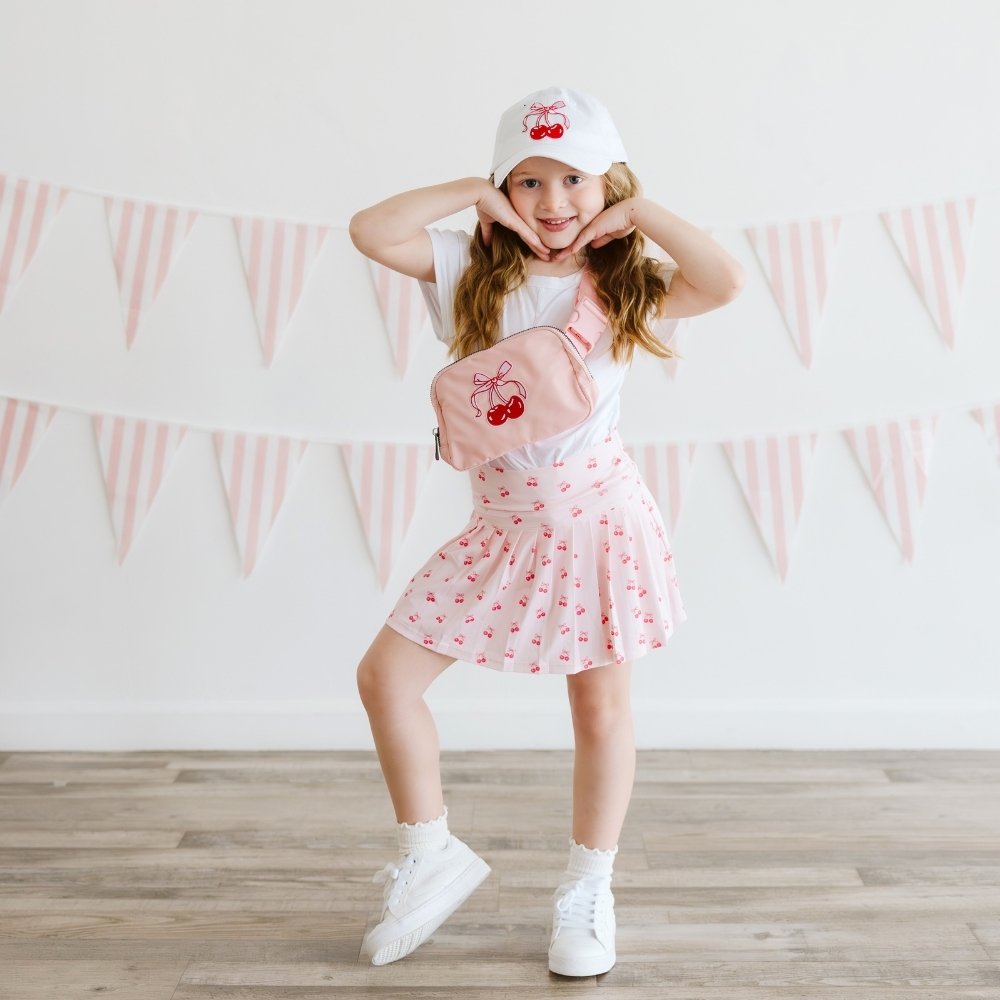 Cherry Coquette Patch Baseball Hat - White