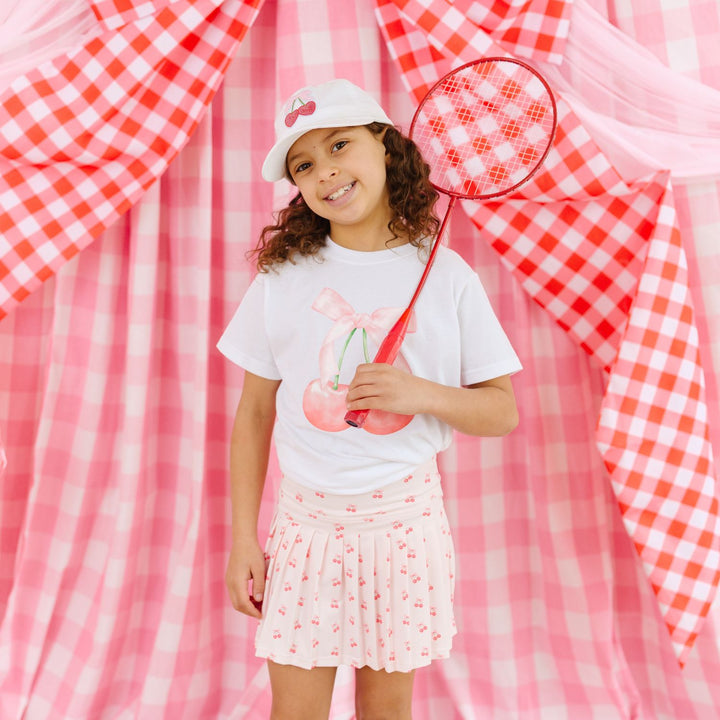 Cherry Sequin Patch Baseball Hat - White