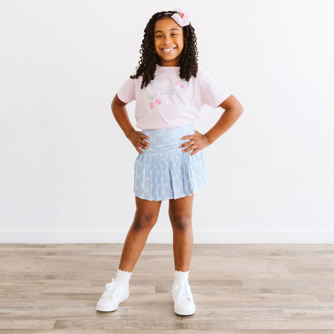 Powder Blue Bow Trellis Athletic Skort