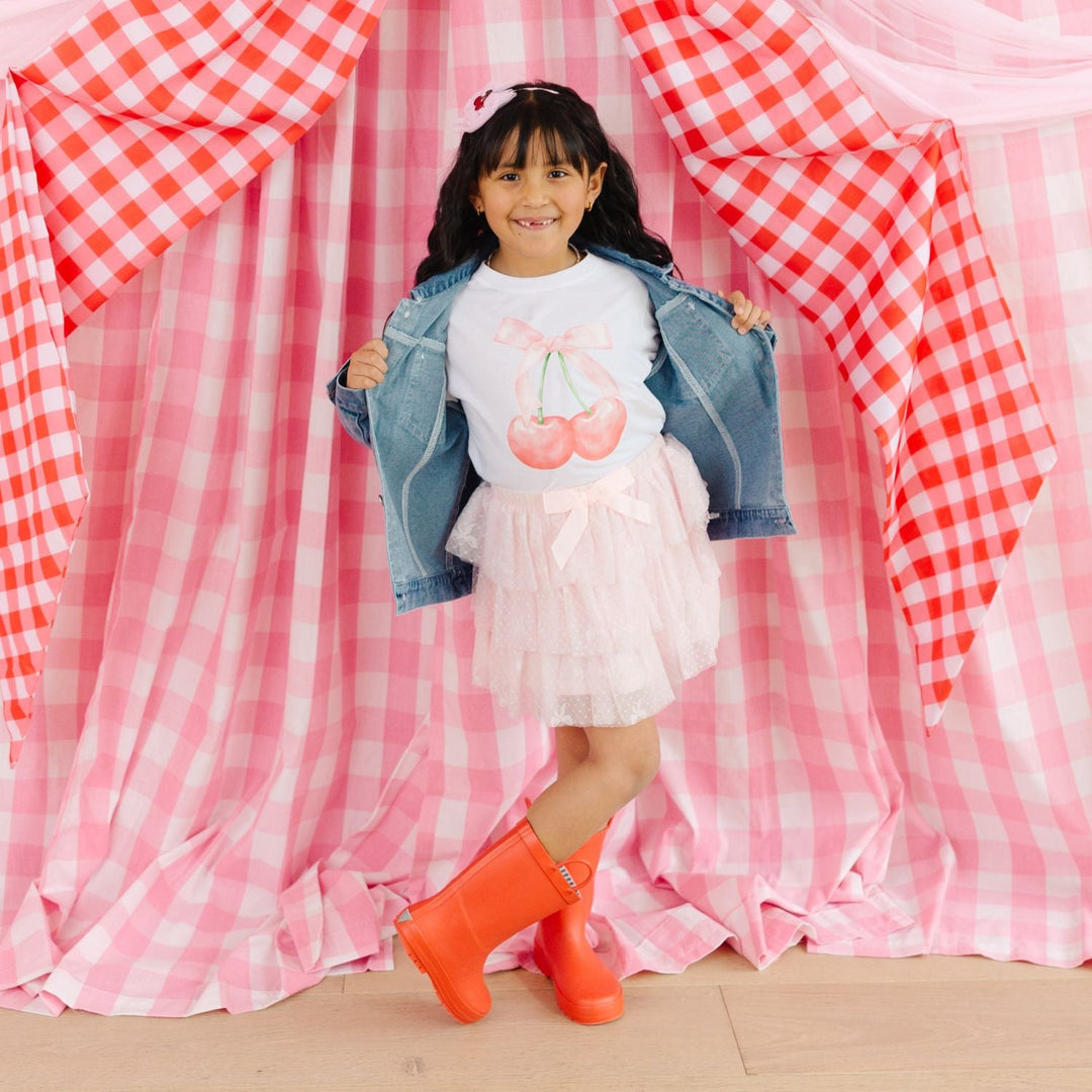 Cherry Sequin Patch Denim Jacket