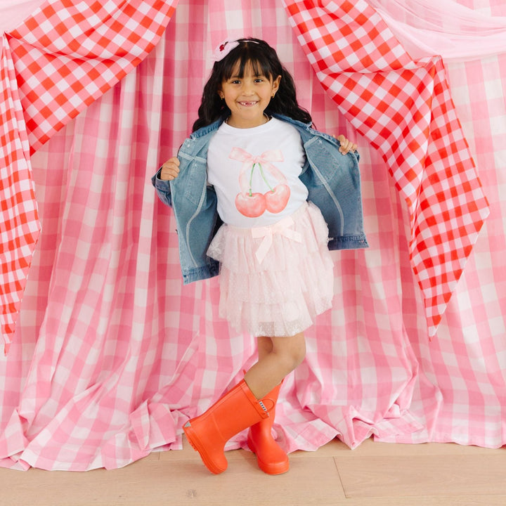 Cherry Sequin Patch Denim Jacket