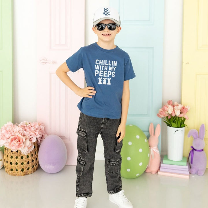 Chillin With My Peeps Easter Short Sleeve T-Shirt - Indigo