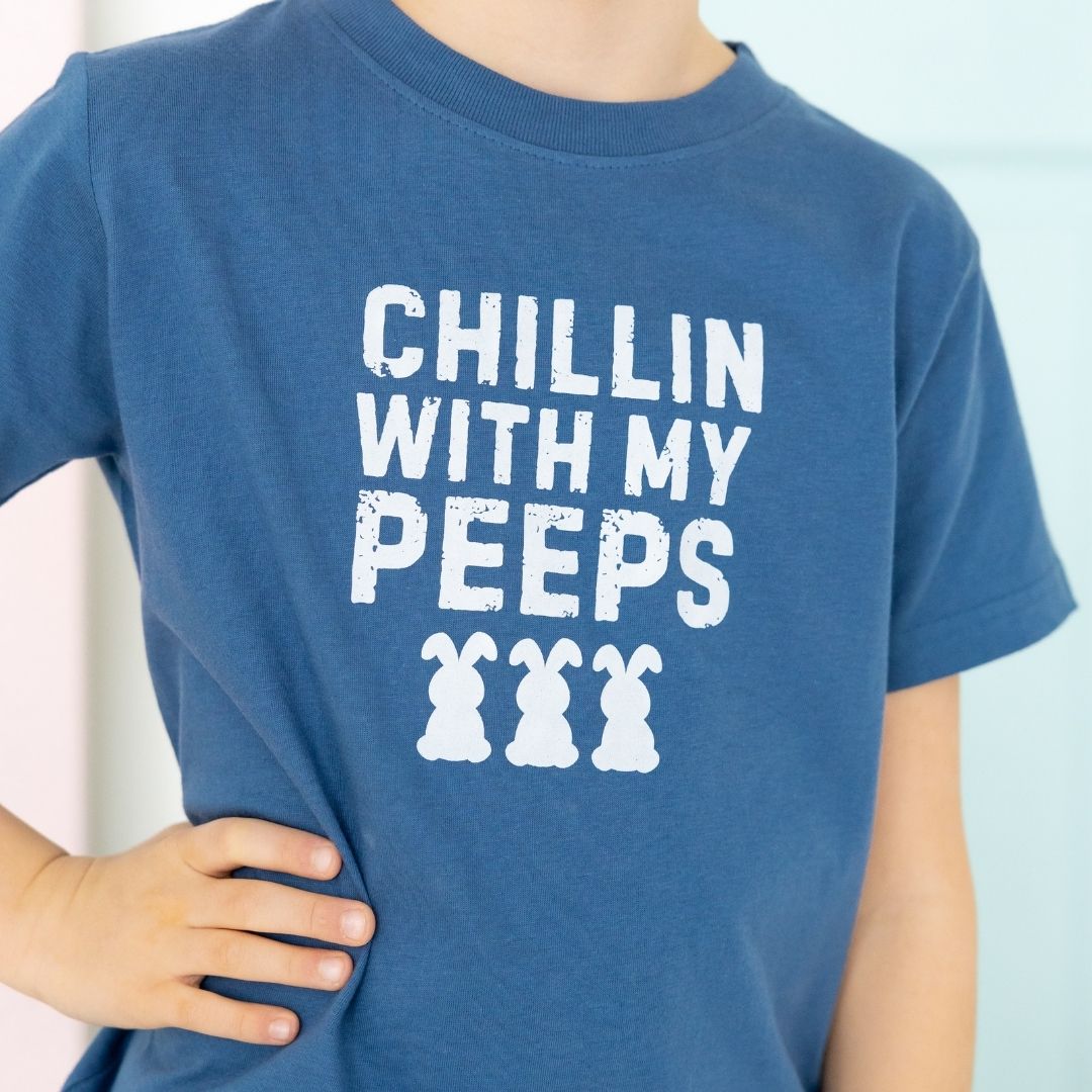 Chillin With My Peeps Easter Short Sleeve T-Shirt - Indigo