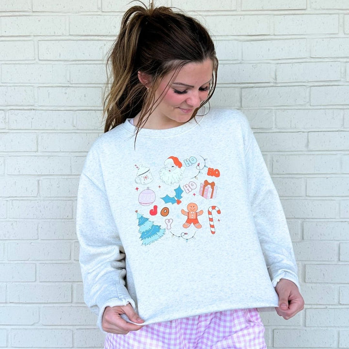 Christmas Doodle Adult Sweatshirt - Natural