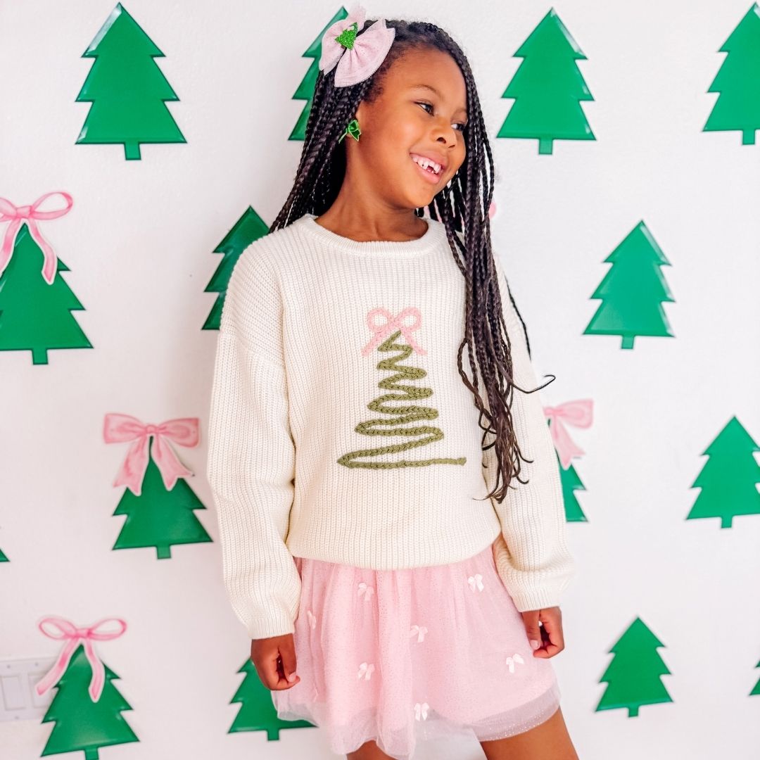 Christmas Tree Tulle Bow Clip