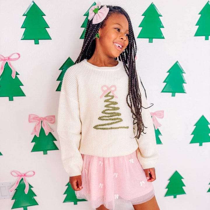 Christmas Tree Tulle Bow Clip