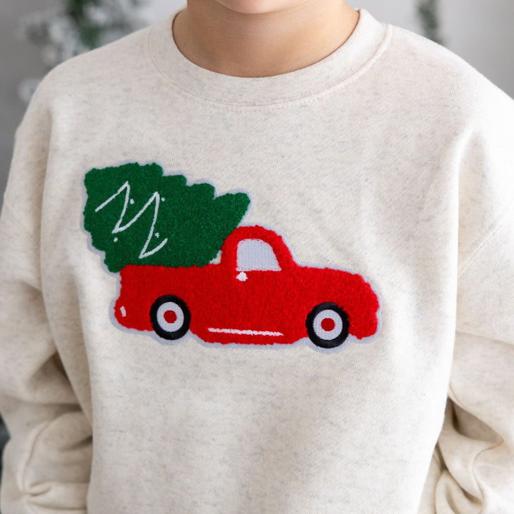 Christmas Truck Patch Sweatshirt - Natural