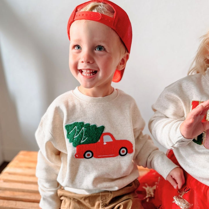 Christmas Truck Patch Sweatshirt - Natural