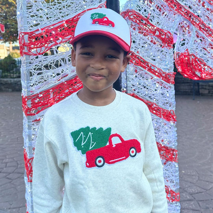 Christmas Truck Patch Sweatshirt - Natural
