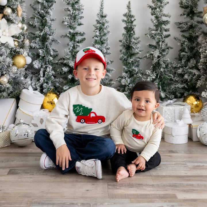 Christmas Truck Patch Sweatshirt - Natural