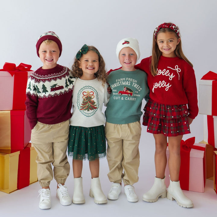 Merry Tartan Patch Christmas Sweatshirt