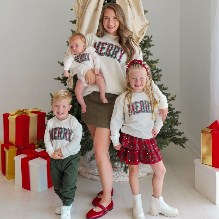 Merry Tartan Patch Christmas Women's Sweatshirt