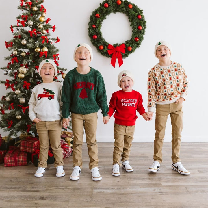 Tree Patch Christmas Beanie - Natural