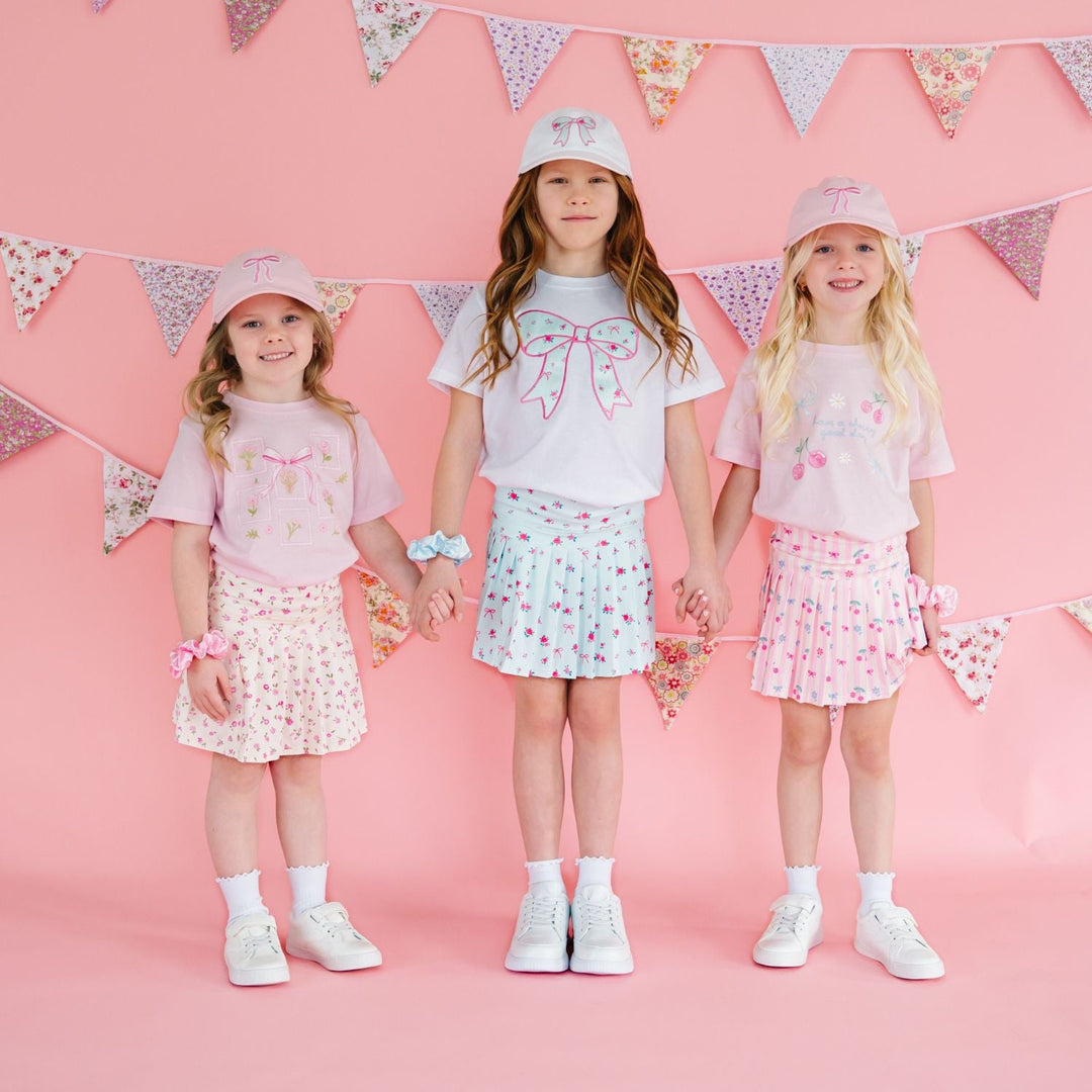 Sky Blue Floral Bow Patch Baseball Hat
