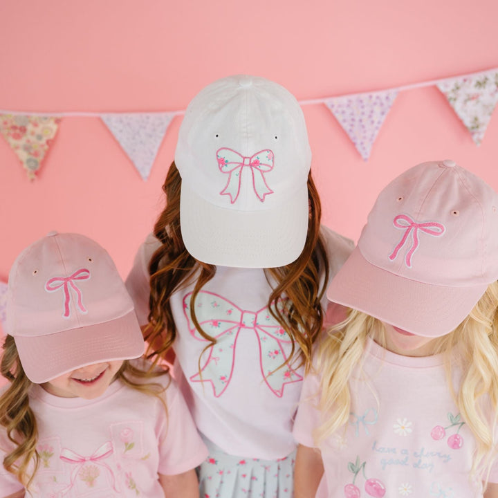 Sky Blue Floral Bow Patch Baseball Hat