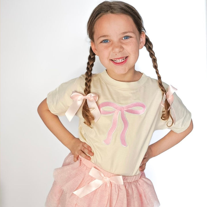 Coquette Bow Patch Short Sleeve T-Shirt - Natural