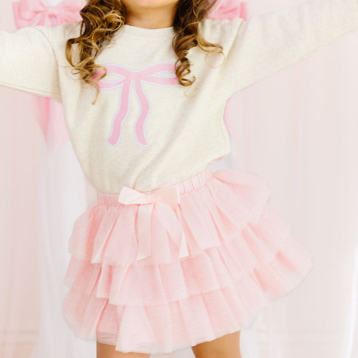 Coquette Bow Patch Sweatshirt - Natural