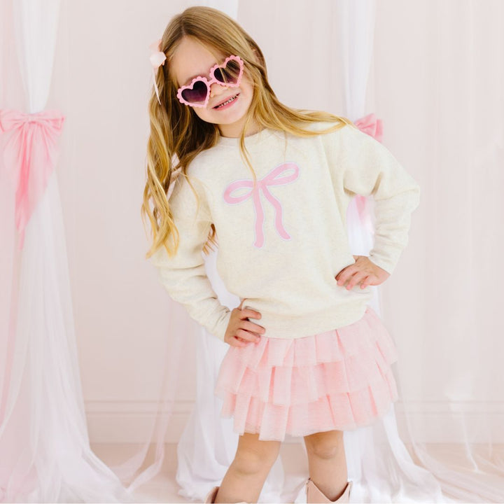 Coquette Bow Patch Sweatshirt - Natural