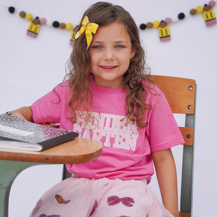 Kindergarten Sequin Patch Short Sleeve T-Shirt - Raspberry