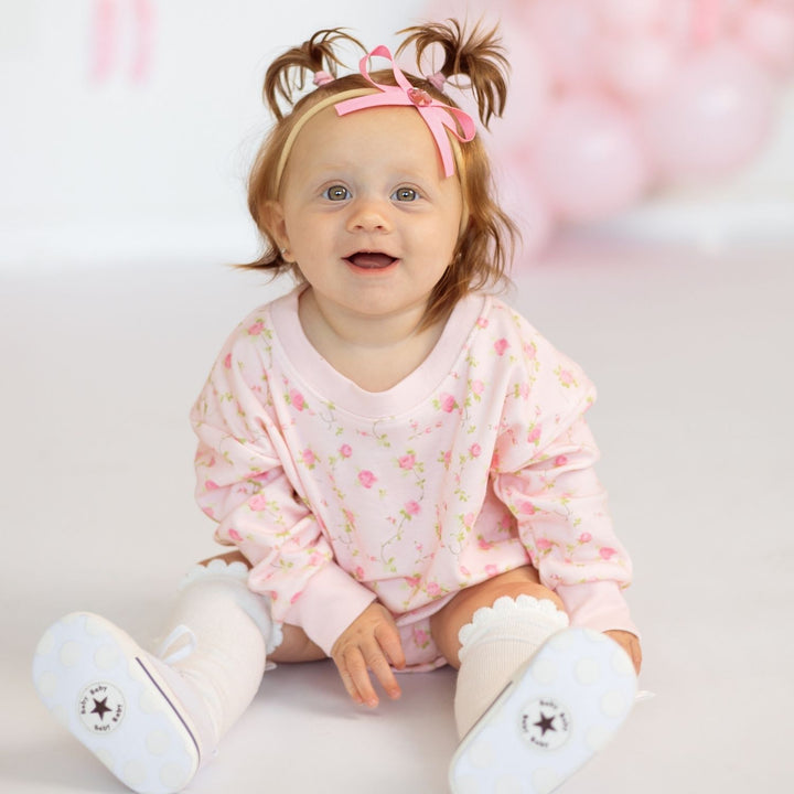 Pink Rose Long Sleeve Romper