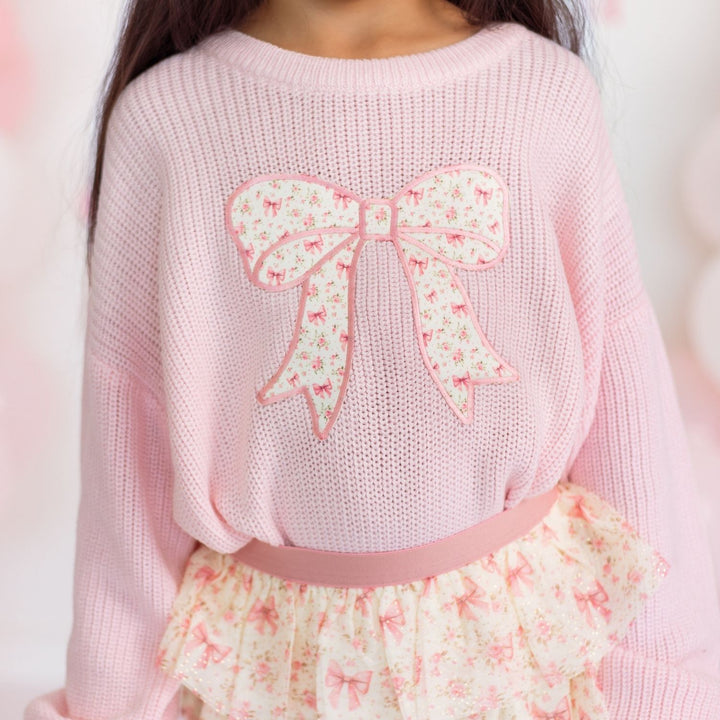 Ditsy Floral Bow Knit Sweater