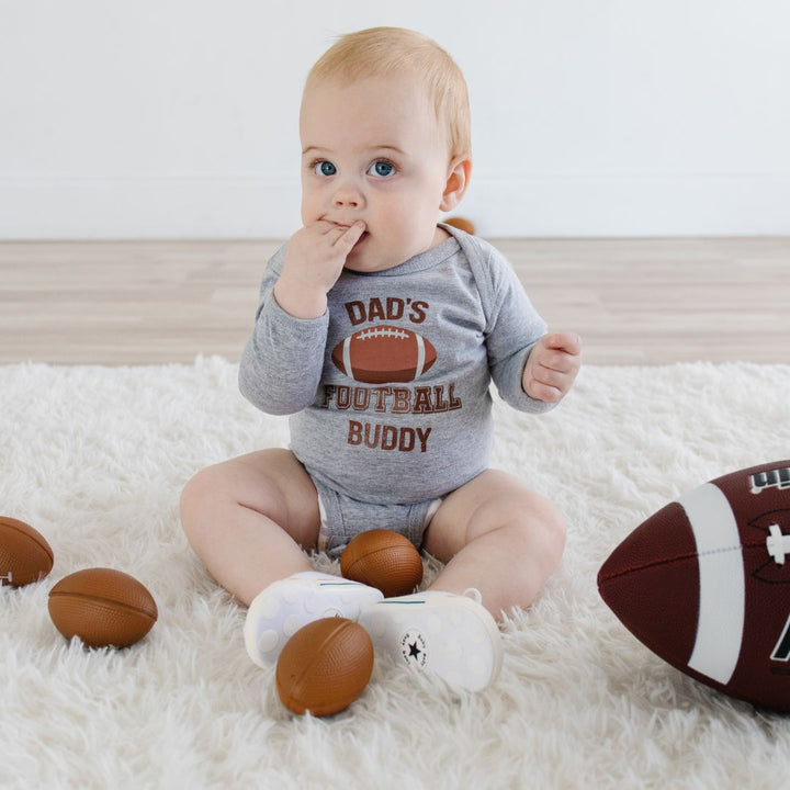 Dad's Football Buddy Long Sleeve Bodysuit - Gray