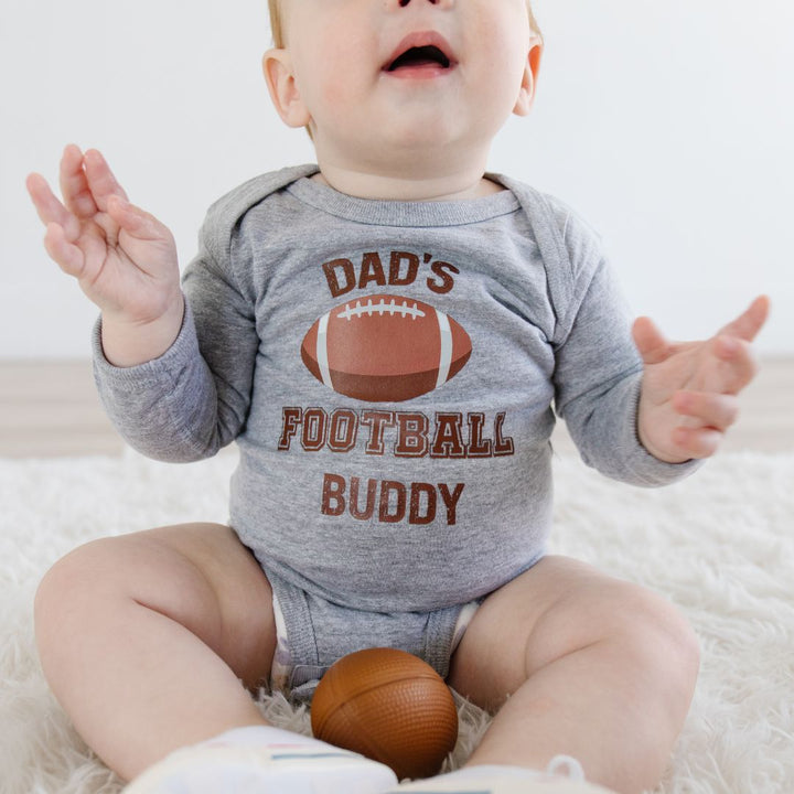 Dad's Football Buddy Long Sleeve Bodysuit - Gray