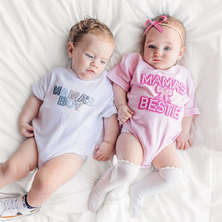 Mama's Bestie Pearl Patch Short Sleeve Romper