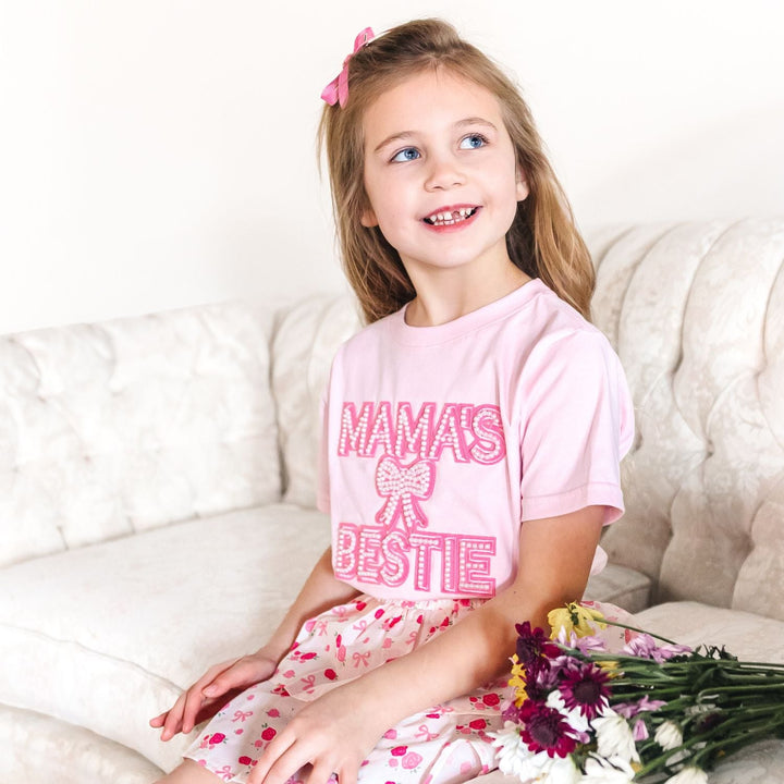 Mama's Bestie Pearl Patch Short Sleeve T-Shirt
