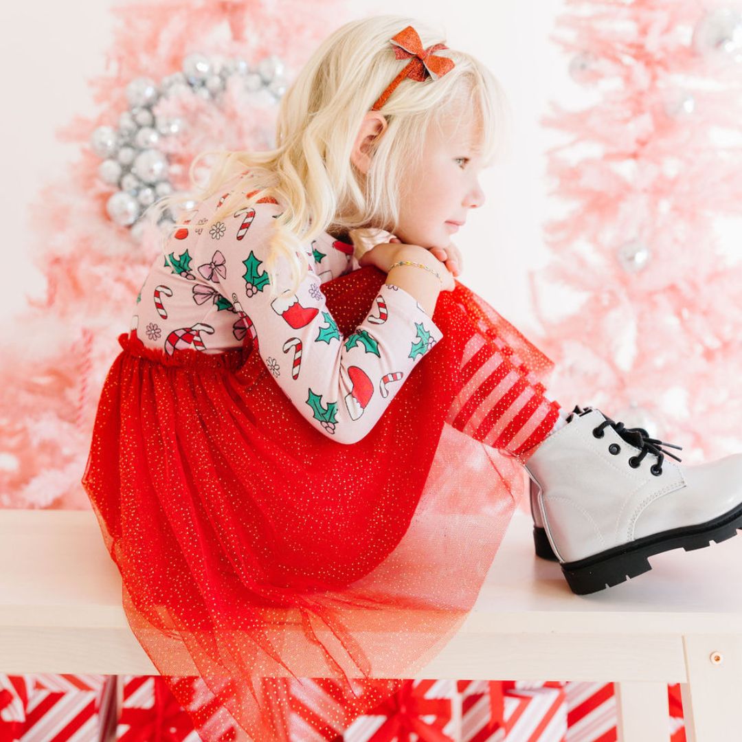 white christmas dresses Sweet Wink Toddler Girls Disco Christmas Long Sleeve Tutu Dress