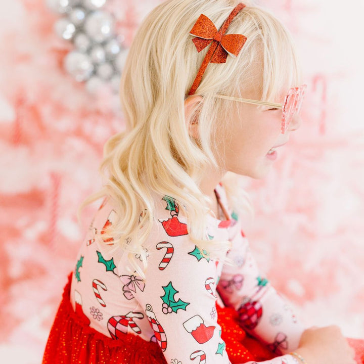 Red Glitter Bow Headband