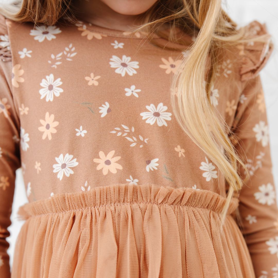 Sweet Wink Little and Big Girls Ditsy Fall Floral Long Sleeve Tutu Dress