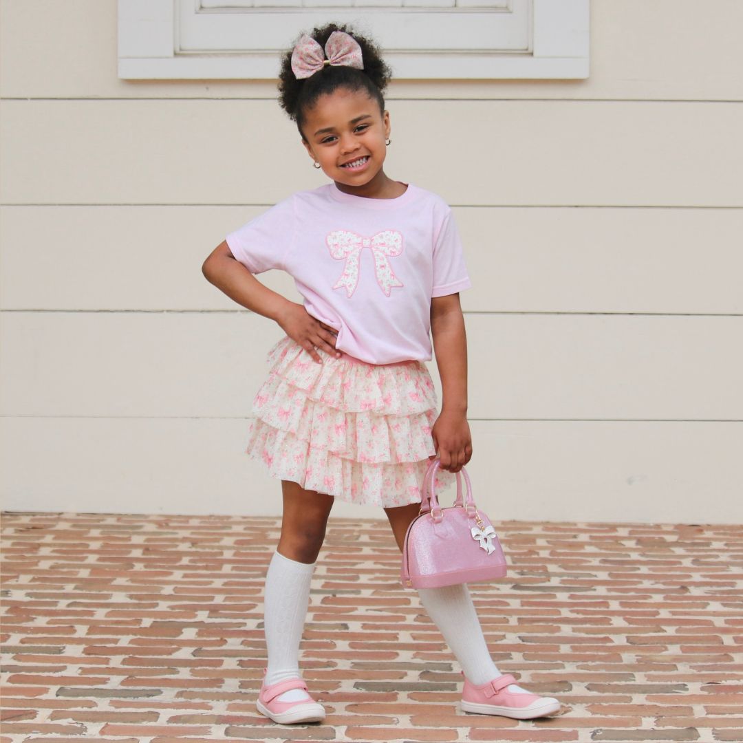 Ditsy Floral Tulle Bow Clip