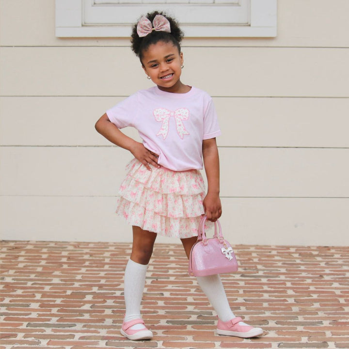 Ditsy Floral Tulle Bow Clip