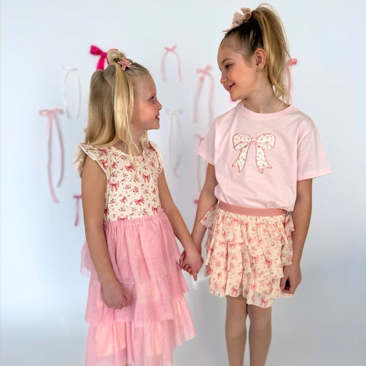 Blush Glitter Bow Clip Set